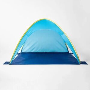 Sun Squad Pop-Up Beach Shelter Tent - Blue/Yellow - UV Protection - Easy Setup
